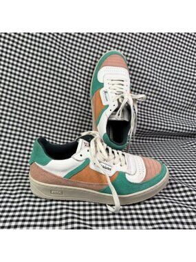 Morrison Zeta Sneakers Women 8.5 EU 39 Teal White Pink Suede Leather Low Top